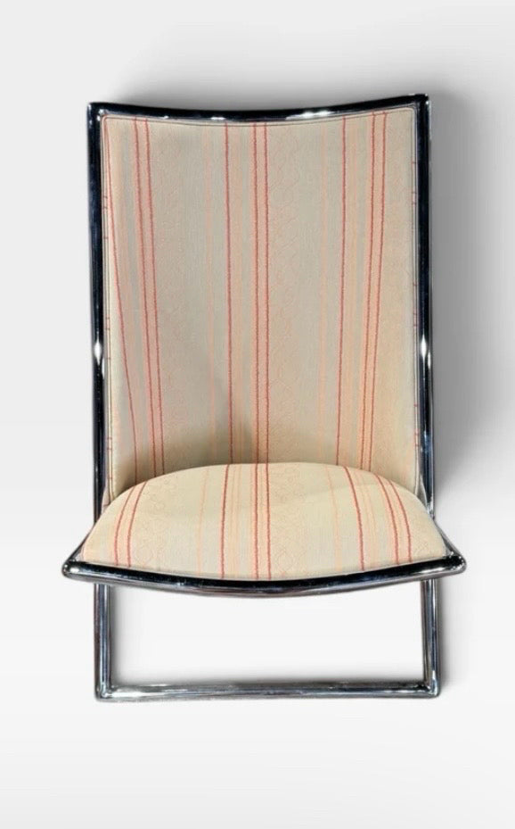 Geiger Ward scissor chair, chrome/striped upholstery