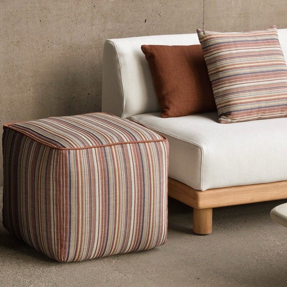 Zahara Outdoor Pouf, Terra, 19.5"W x  19.5"D x 17.5"H