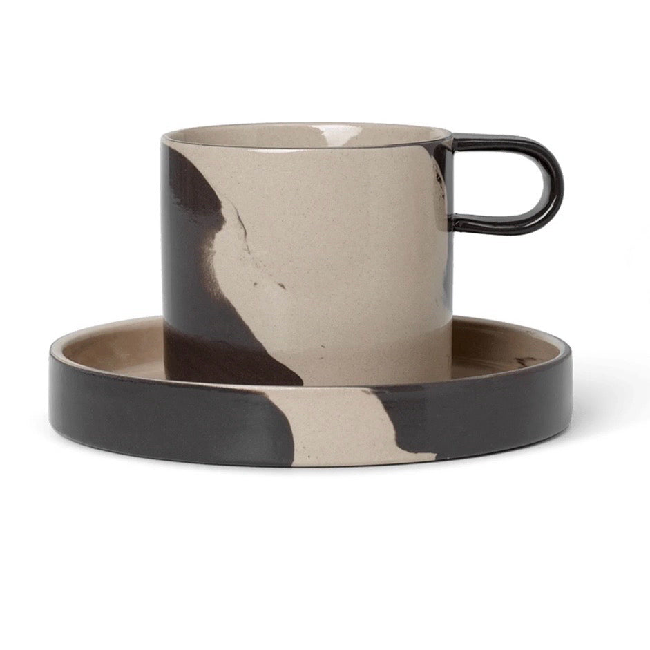 Inlay Cup with Saucer, 5.4"W x 5.4"D x 2.9"H