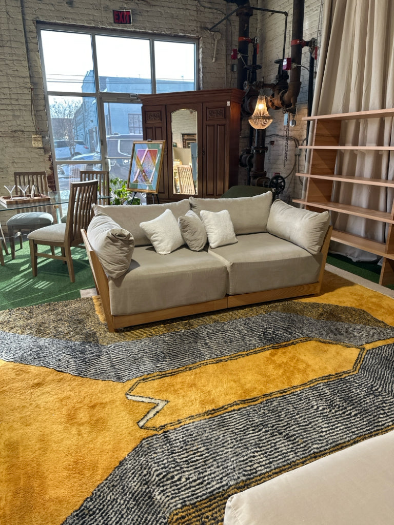 Bondi Latte sectional w/oyster slipcover, 154.25" W x 41" D x 33" H