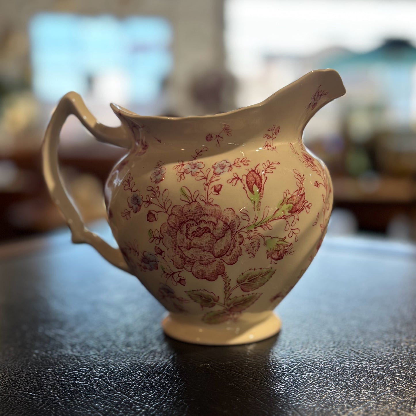 Johnson Bros Ironstone Rose Chintz Pitcher, 7" W x 4.5" D x 5.5" H