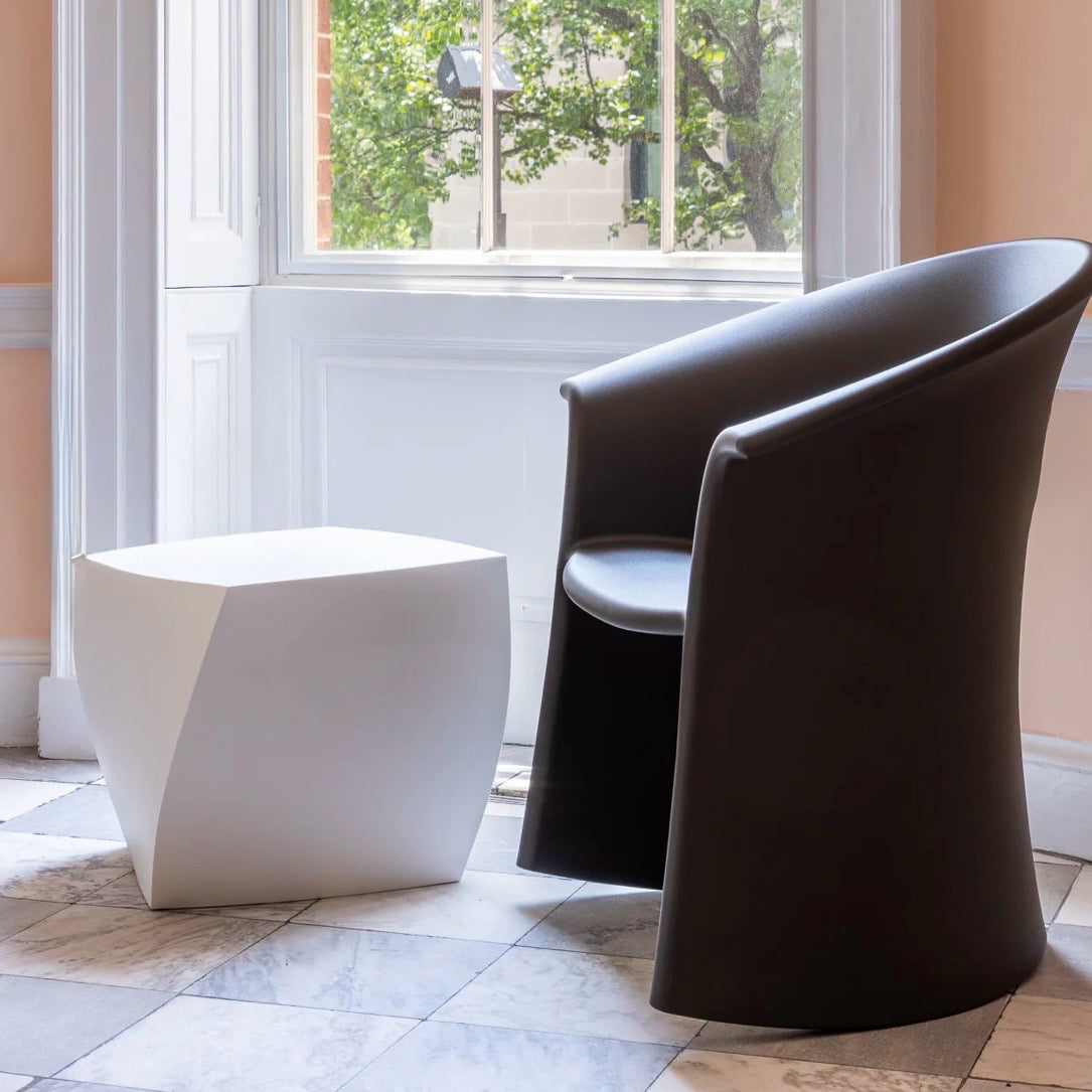 Gehry Left Twist Cube,  White, 17.9"W x 18.1" D x 17.1" H