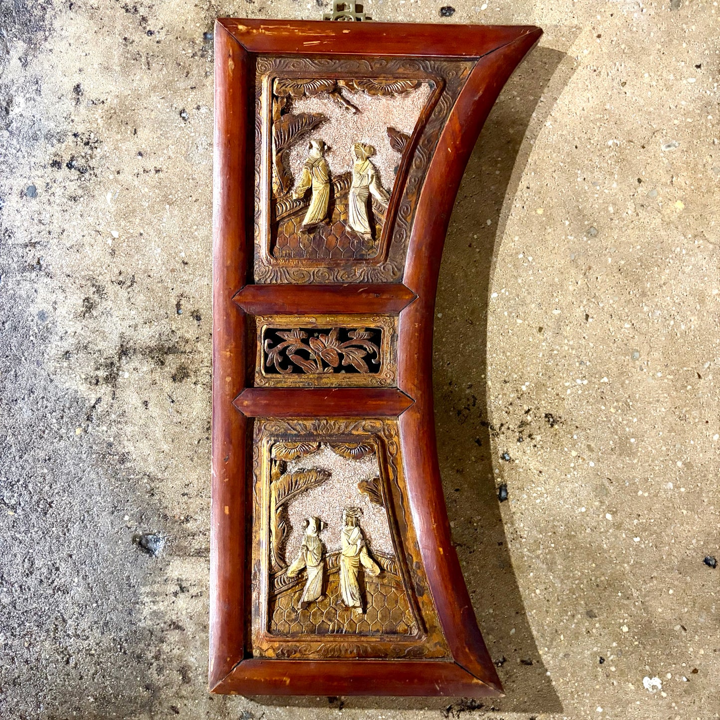 Chinese Carved Wood Splat Panel, 10.5"W x 26"H x .5"D