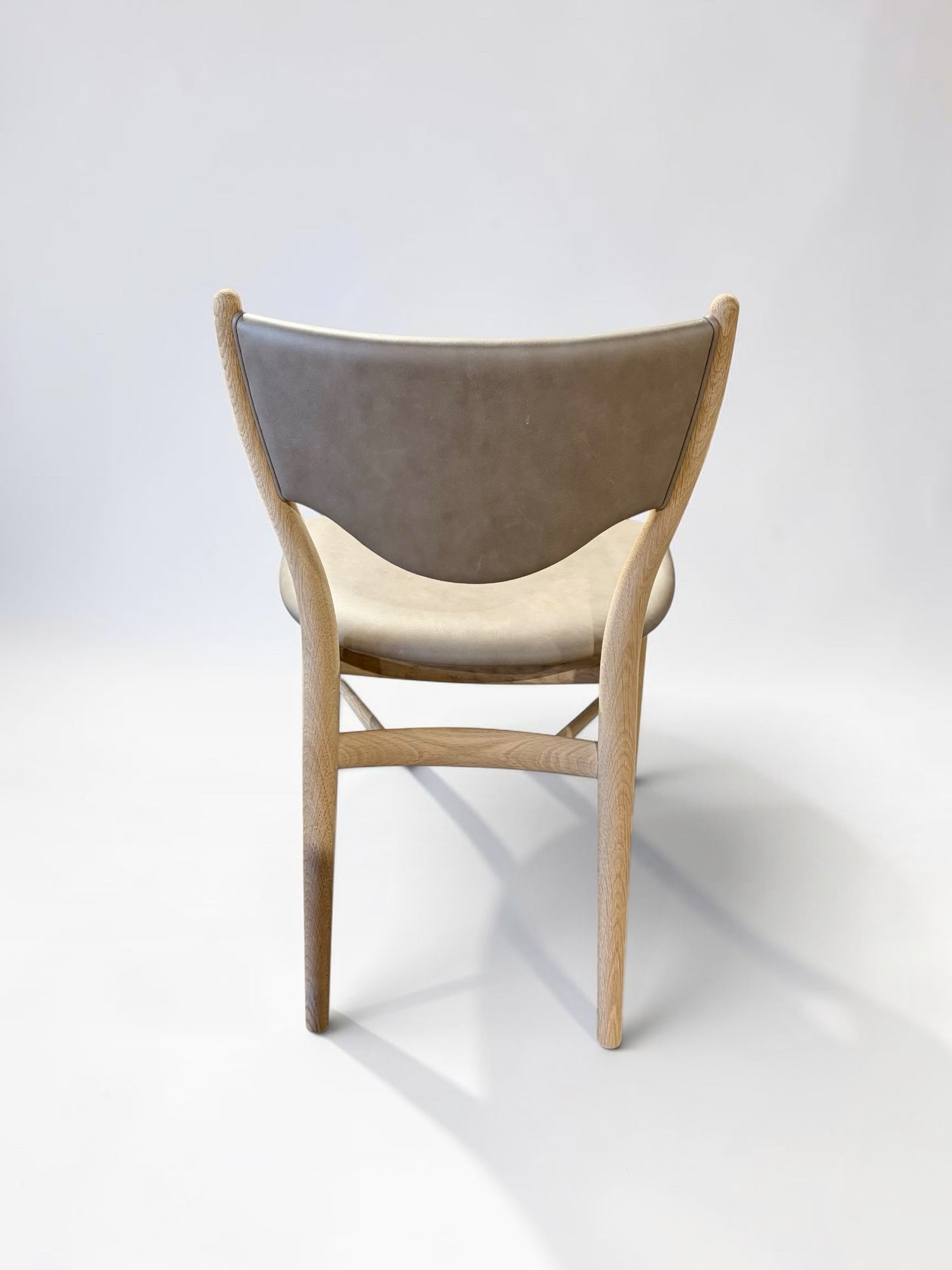 House of Finn Juhl 46 Side Chair, Oak/Burned Grey Leather, 20.5"W x 21"D x 32"H
