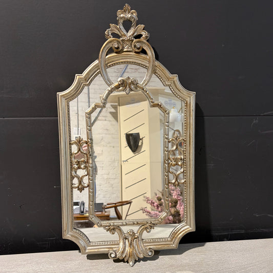 Small Gold Toned Wall Mirror, 12"W x23"H x 1.5"D