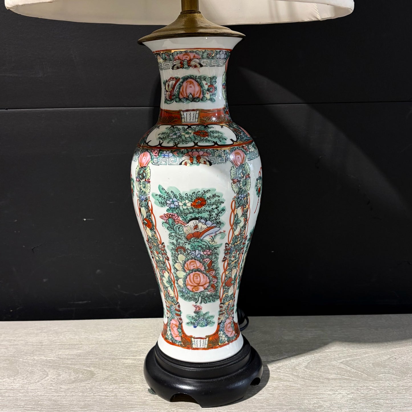 Vintage  Asian Porcelain Table Lamp, 30"H x 6"W x 6"D