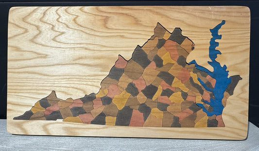 Handcrafted Map of Virginia puzzle, 23.5W x 13"H