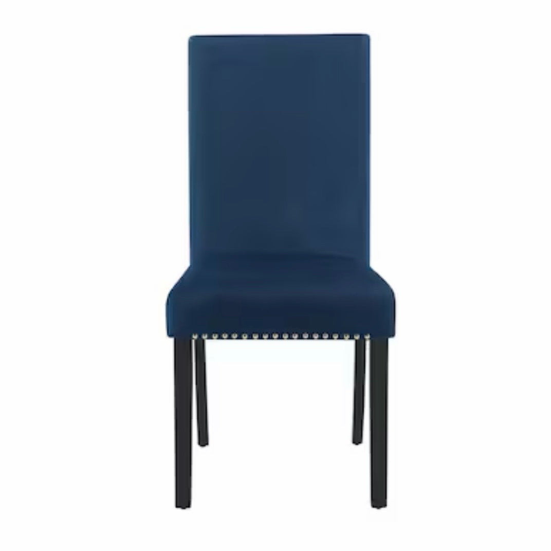 Pair of Celeste Blue Velvet Dining Chairs, 18.2"W x 22.4"D x 37.8"H