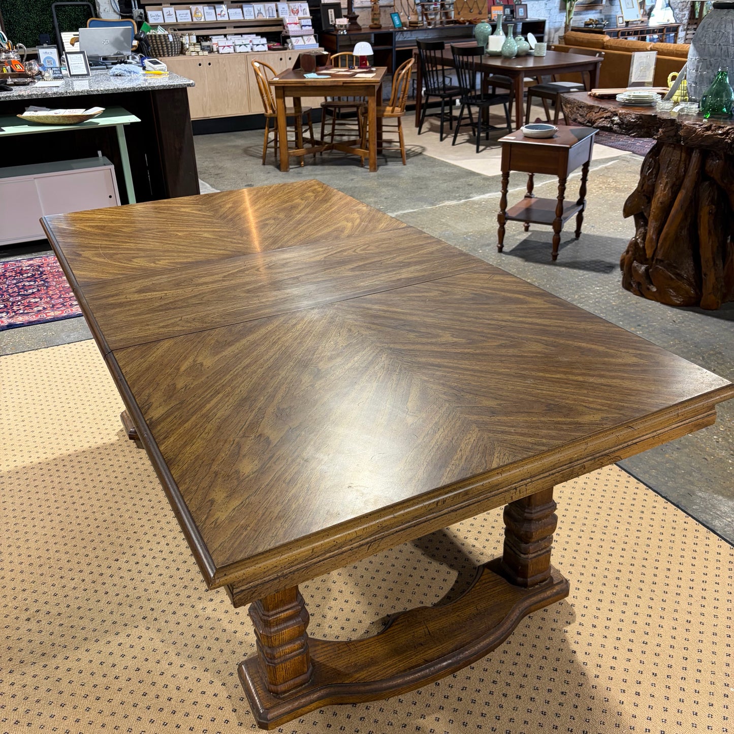 VTG Burlington House Dining Table w/2 18" Leaves & 6 Chairs, 42"W x 30"H