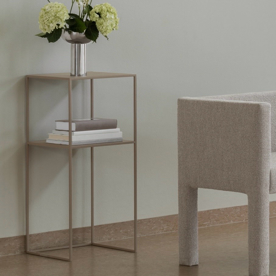 Blomus Fera Pedestal Table with Shelf - Nomad, 13.8"W x 13.8"D x 31.5"H