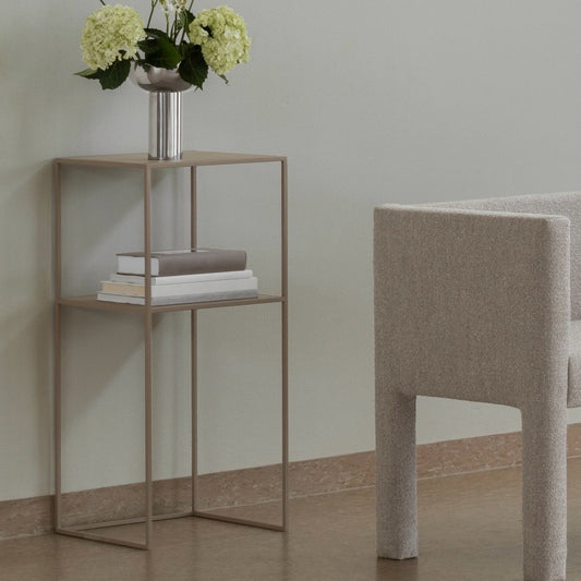 Blomus Fera Pedestal Table with Shelf - Nomad, 13.8"W x 13.8"D x 31.5"H