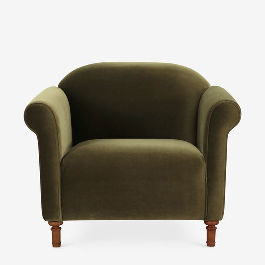 Rosati Velvet Accent Armchair, Loden / Deep Olive Green, 38" W x 33" D x 31" H