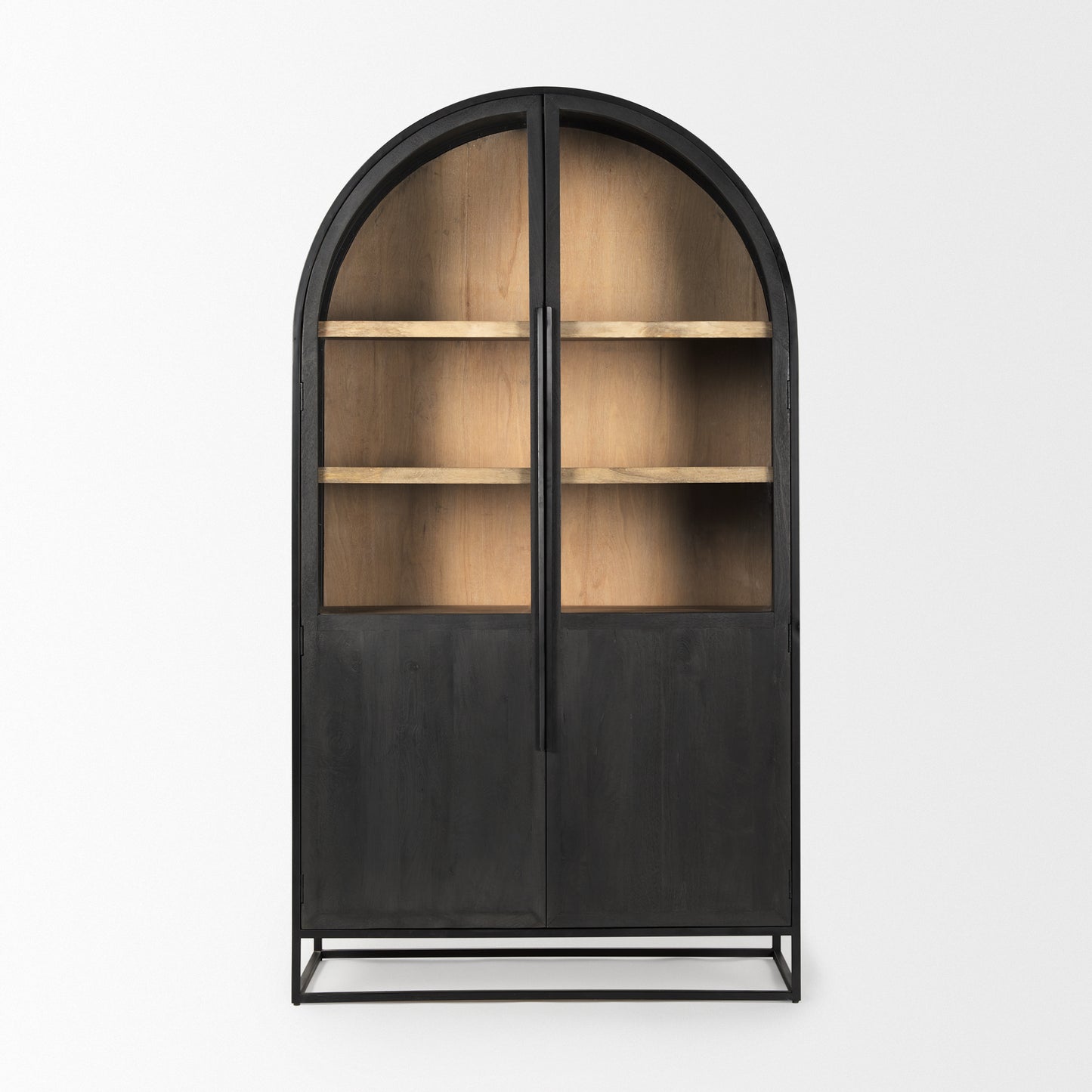 Mercana Sloan Wood Arch Cabinet w/ Metal Frame, Black, 47.5"W x 18.5"D x 85.5"H
