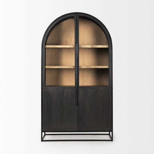 Mercana Sloan Wood Arch Cabinet w/ Metal Frame, Black, 47.5"W x 18.5"D x 85.5"H