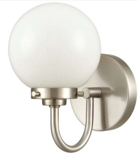 Fairbanks 8.5'' High 1-Light Sconce, Brushed Nickel/Opal, 5.5" W x 7.5" D x 9" H