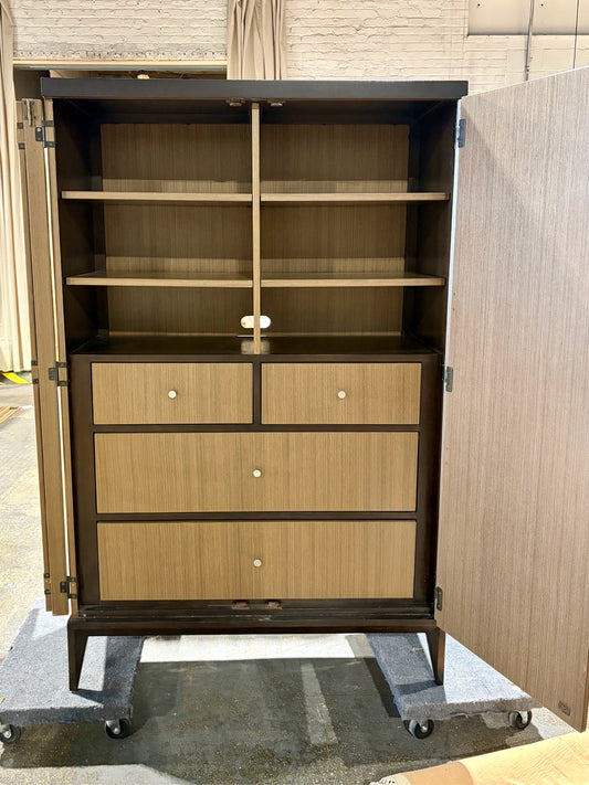 Modern Armoire w/ Geometric Grain Pattern, 42.25"W x 17.75"D x 66"H