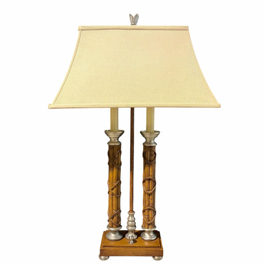 Double Column  Bamboo Table Lamp, 29"H