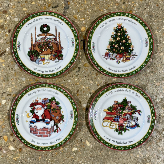 Set of 4 "A Christmas Story" Porcelain Plates, 4 Susan Winget Designs, 8.25" Dia