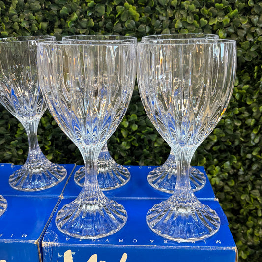 Set of 8 Mikasa Park Lane Crystal Water Goblets, 6.75"H x 3.25"D