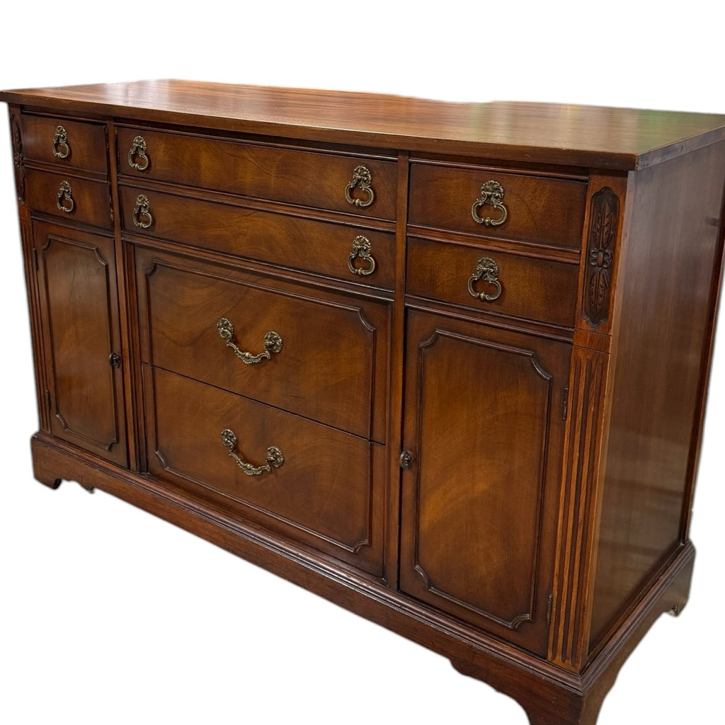 1940s sideboard, felt lined drawer, storage, 57"W x 20"D x 28"H