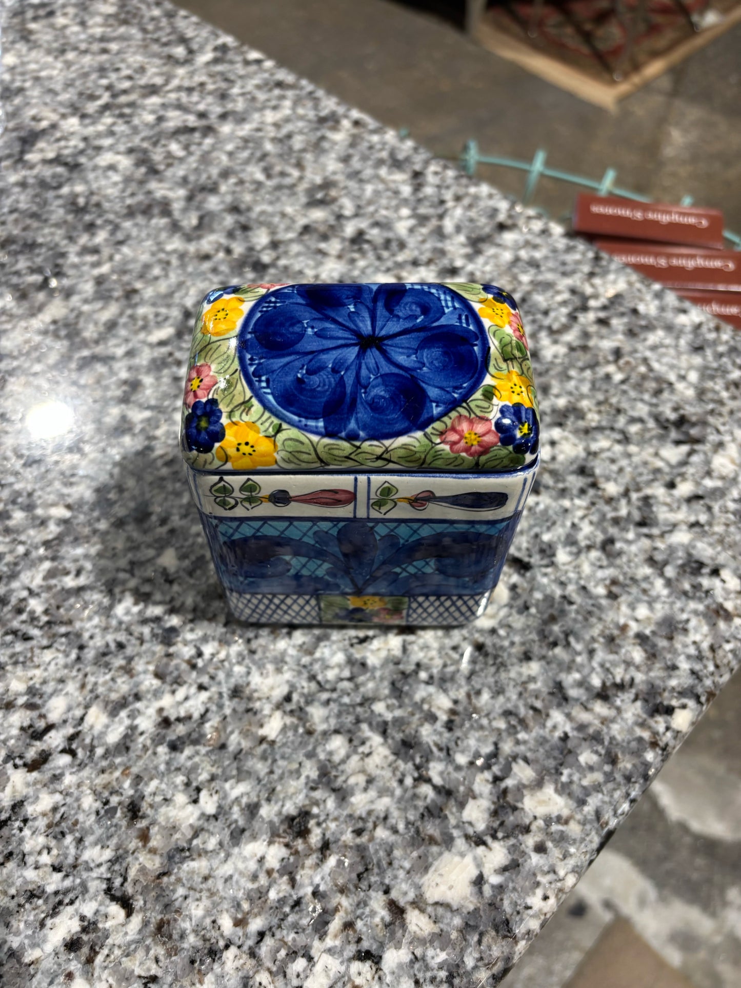 Canister- Costa Rica Hand Painted Suraj- 4.5"Hx4"Wx2.5"D