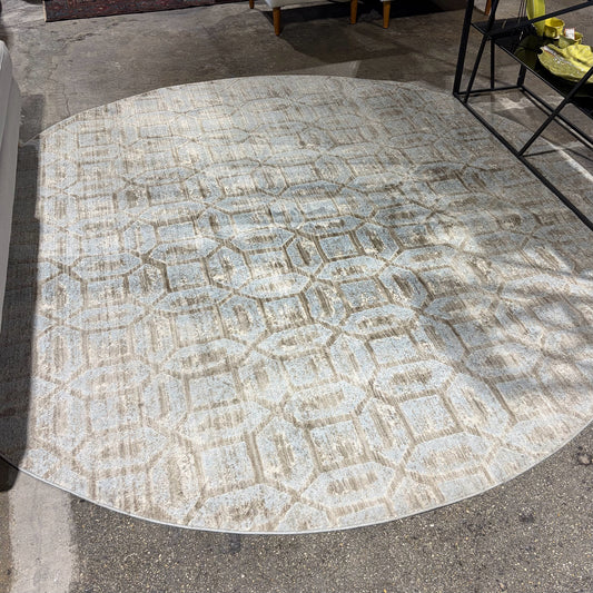 Carini Mordern Geometric Rug, Ice Blue / Taupe, 8'.7"Dia