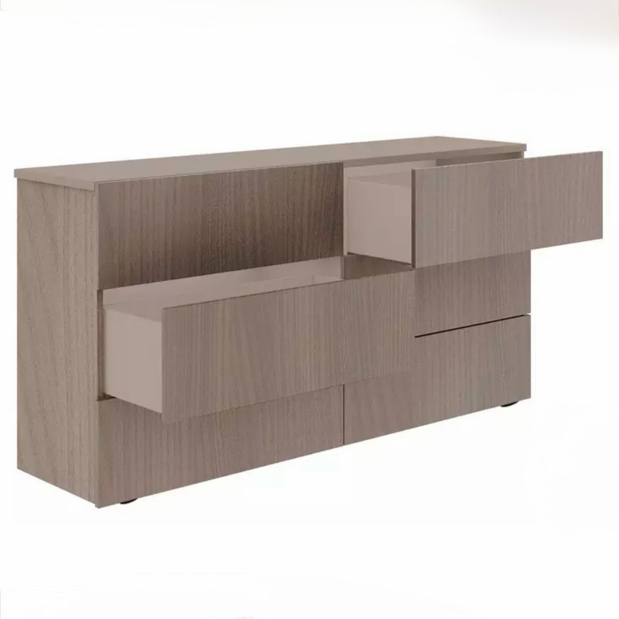 NEW Ayla 6 Drawer Dresser, Brown Elm, 63"W x 19"D x 32.5"H