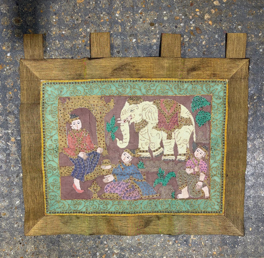 Beaded Elephant Wall Hanging, 29"W x 25.5" H