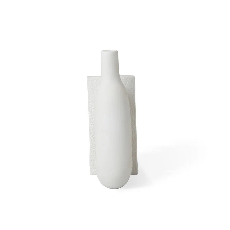 Paradox Small Vase, Jonathan Adler, White Porcelain, 10" W x 4" D x 7" H