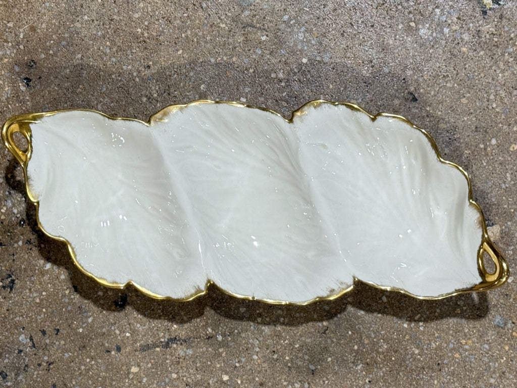 Lenox Triple Leaf 3 secton dish, 16"L x 6"W x 1.5"H