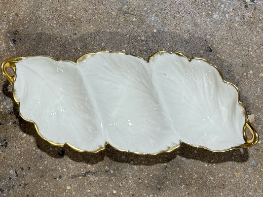 Lenox Triple Leaf 3 secton dish, 16"L x 6"W x 1.5"H