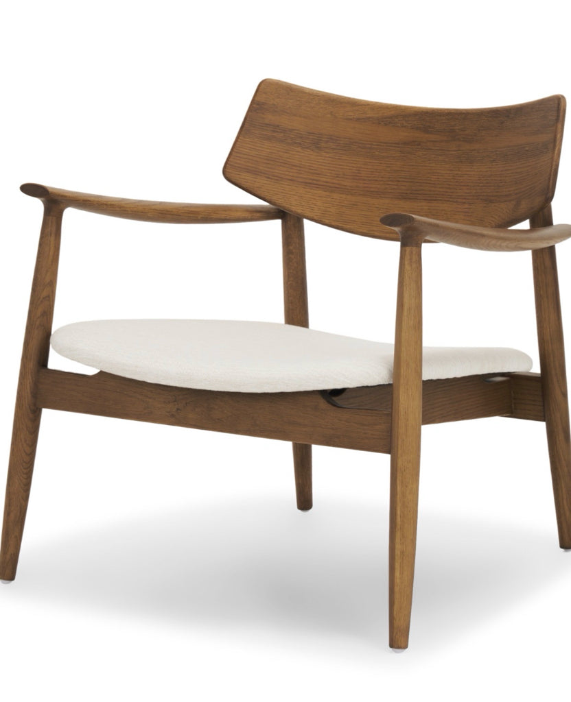 NEW Haggen Accent Chair, oak/cream fabric, 27.6" L x 26.8" W x 28.4" H