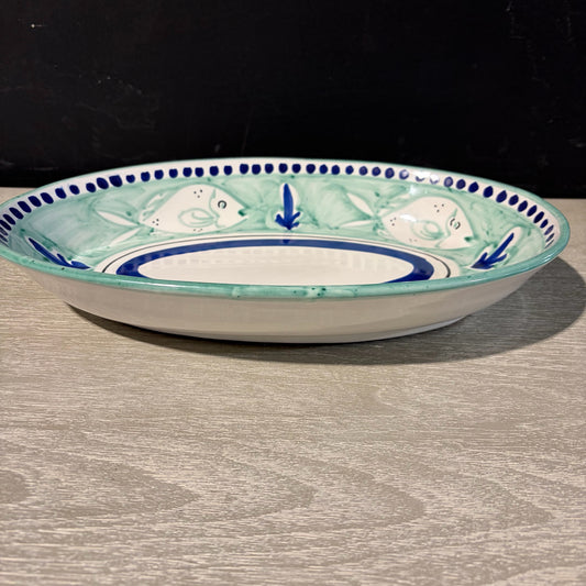 Sorrentino Ravello Ceramica Oval Fish Bowl, 15"W x 10"L x 2.5"H