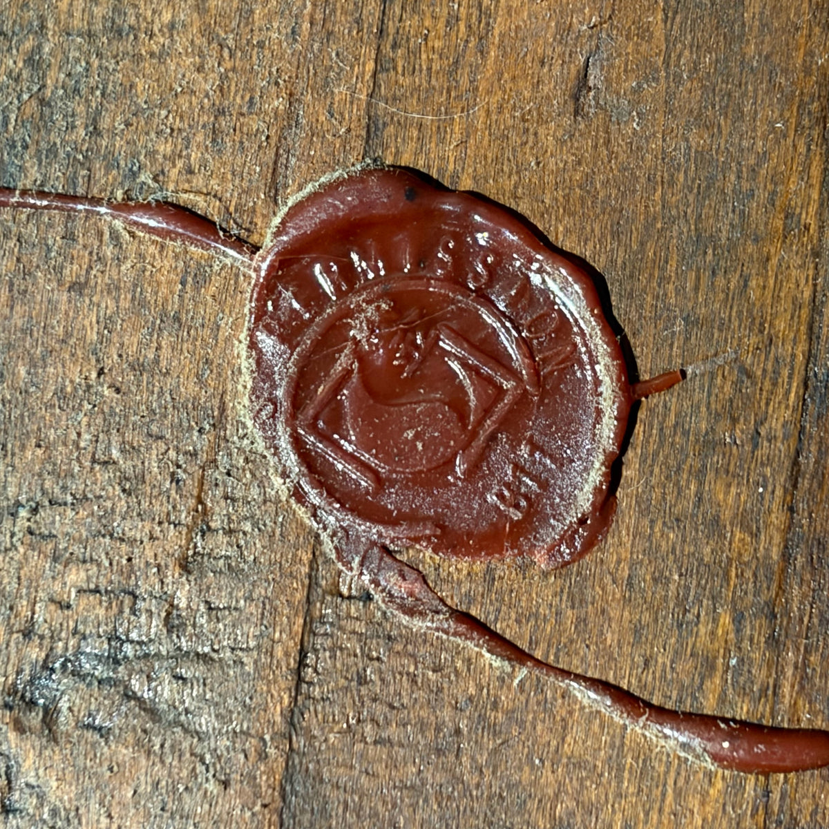 VTG Red Laquer Tray w/Wax Seal, 23"W x 2"D x 15"H
