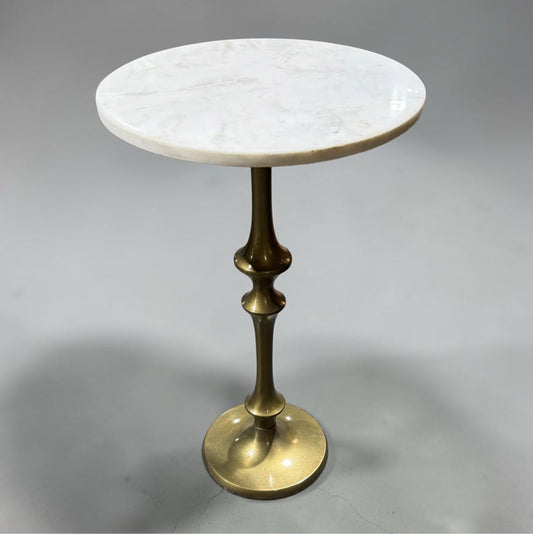 Petite Marble Side Table, 'brass' finish base, 14"DIA x 22"H