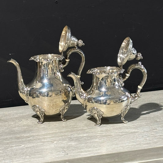 5 pc Sterling Silver Coffee/Tea Set, Gorham Strasbourg 8" W x 6" D x 9.5" H