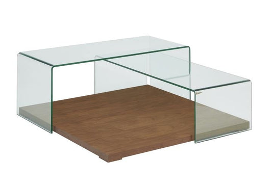 Casabianca Kinetic coffee table, walnut veneer, 18â€ H x 47.5â€ W x 47.5â€ D