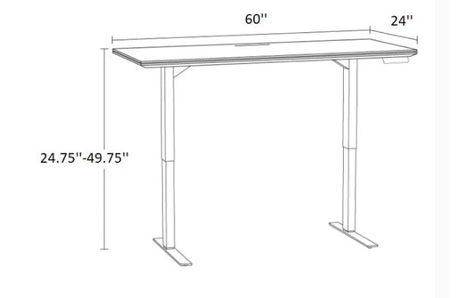 NIB Sequel 20 Lift Desk, charcoal ash, assembly req'd,60" W x 24" D x 24.75"H