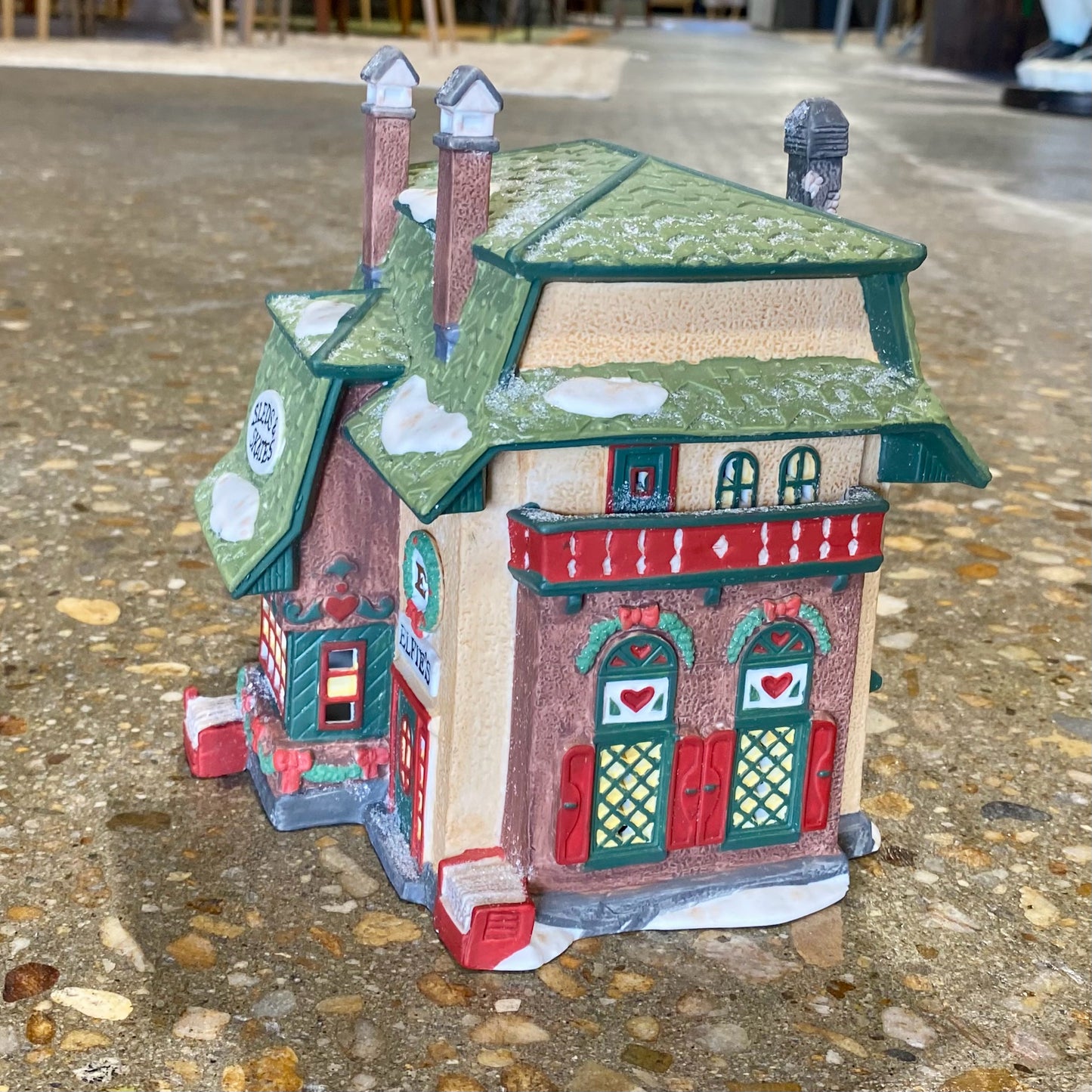 Heritage Village Collection, Porcelain, Sled & Skate, 7"H x 6"W x 5.25"D