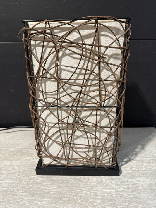 StyleCraft Home Collection Artistic Rattan Woven Loop Uplight, 9"W x 14"H
