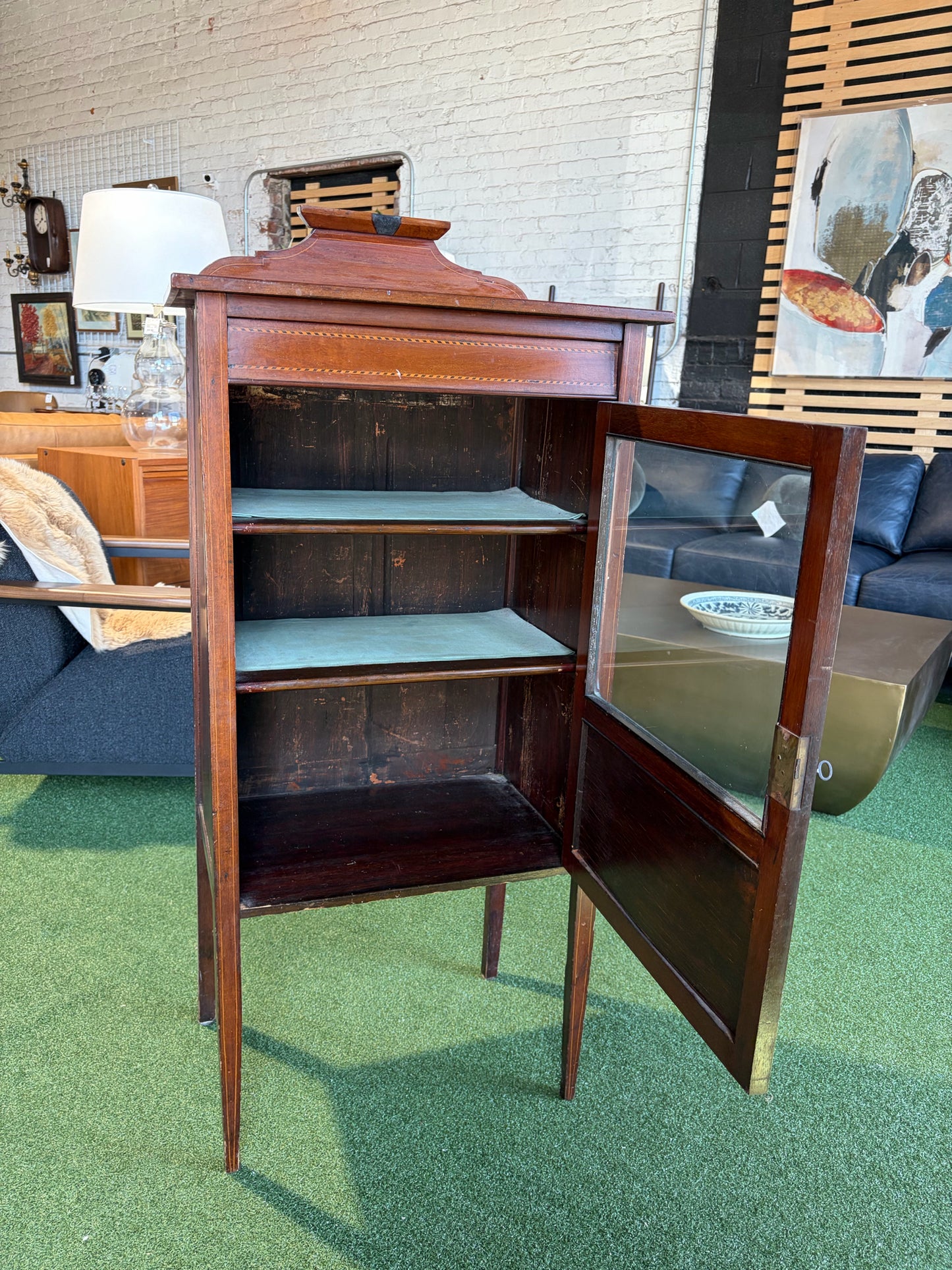 VTG English Liquor Cabinet, Walnut, AS IS,  21"W x 14.25"D x 46"H