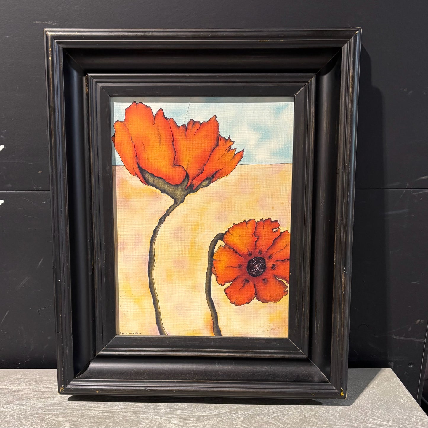 Framed "Poppin' Up" Print by Phyl Schock 19" W x 2.5" D x 23" H