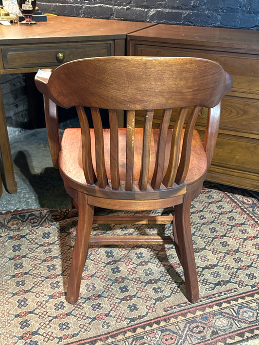 Vintage bankers chair, refinished, dk. brown, 24.75"W x 22.5"D x 32.5"H