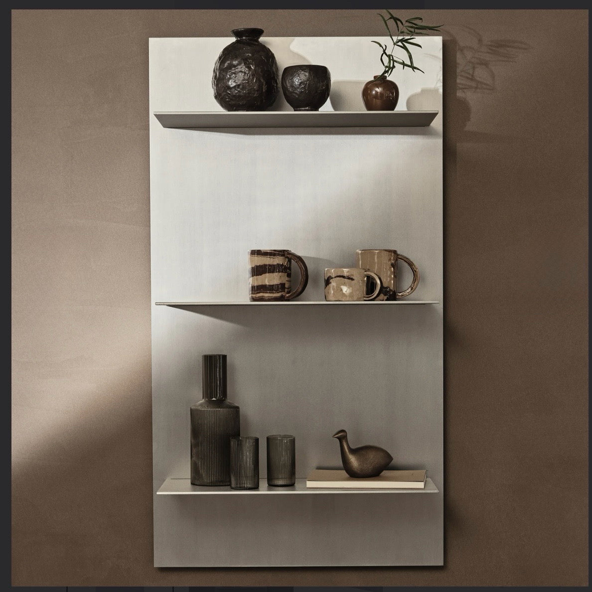 Ferm Living Lager Triple Wall Shelf,  21.7" W x 9.2"D x 39.4"H