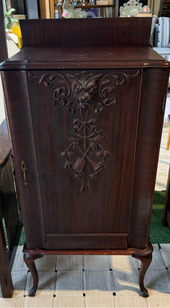 ATQ Renaissance Revival Sheet Music Cabinet, Mahogany,20"W x 14"D x 42"H