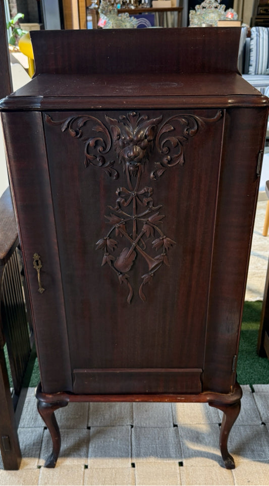 ATQ Renaissance Revival Sheet Music Cabinet, Mahogany,20"W x 14"D x 42"H