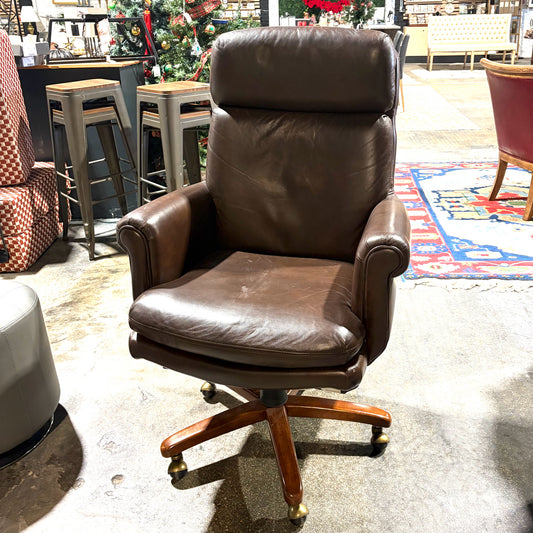 Hancock & Moore Brown Leather Office Chair, 29"W x 26"D x 44.5"H