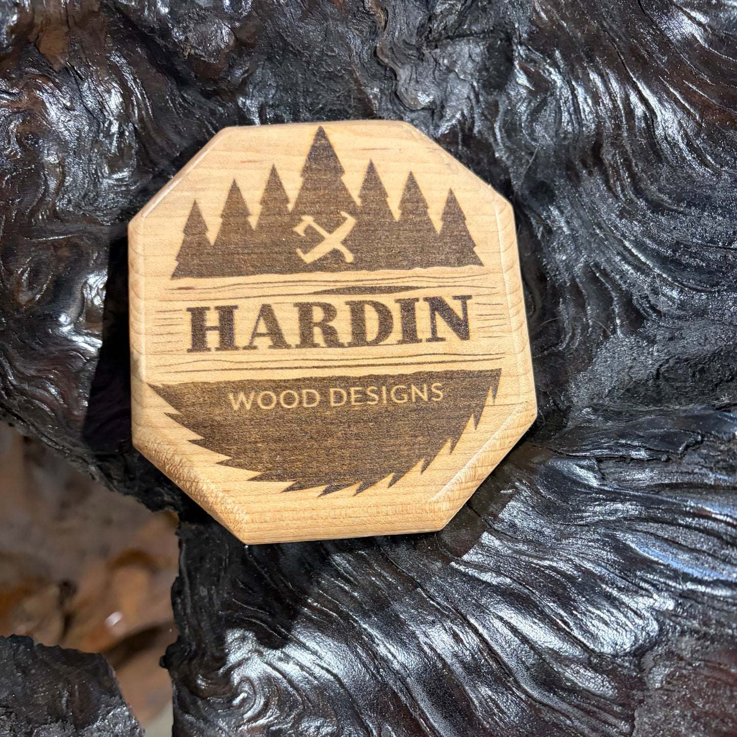 Reclaimed Calif Redwood slab on 2 redwood pedestals, 120"L x 38"W x 33"H