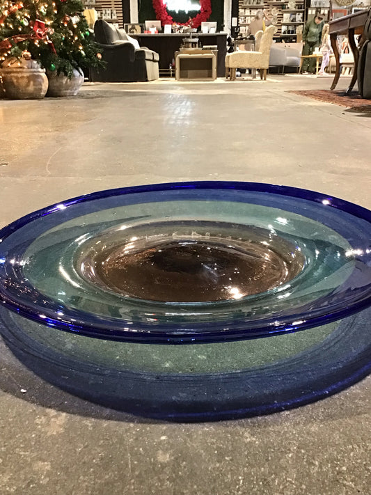 Hand Blown Glass Decorative Bowl 19" Round