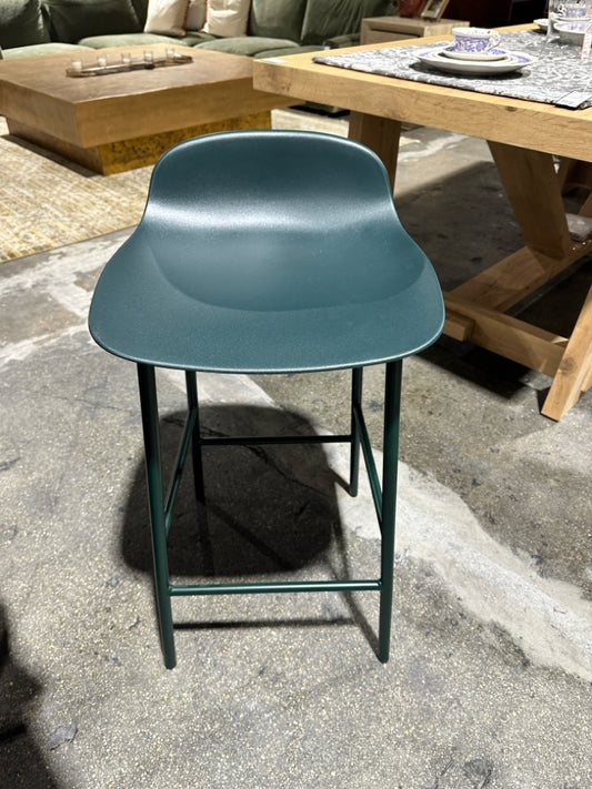 Form Counter Stool, Green / Steel , 26"